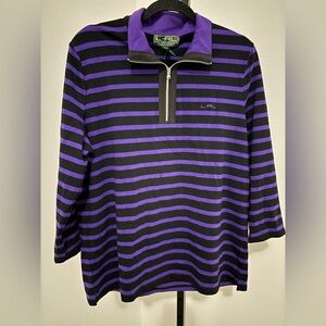 Lauren-Ralph Lauren Purple and Black Striped Pullover